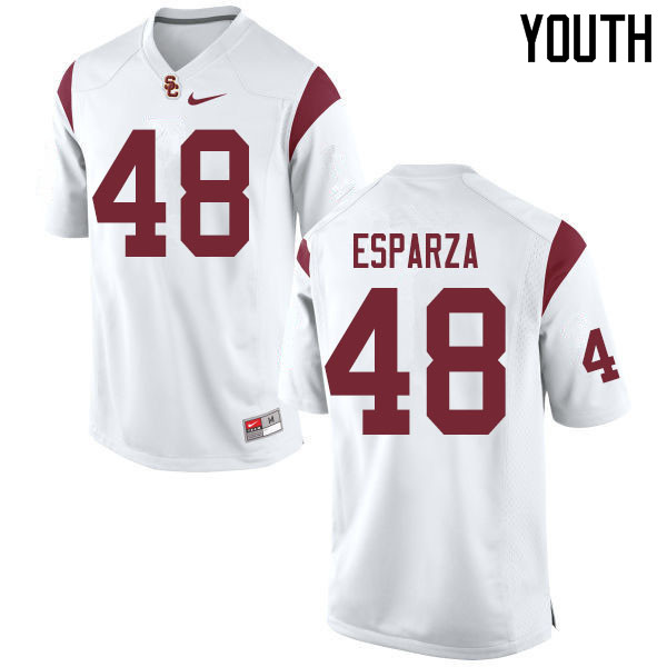 Youth #48 Peter Esparza USC Trojans College Football Jerseys Sale-White